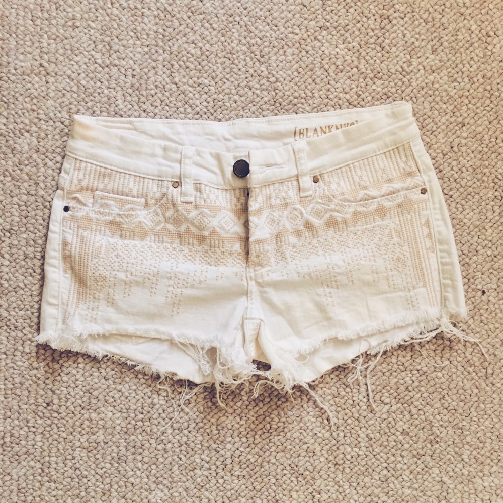 white embroidered cutoff shorts